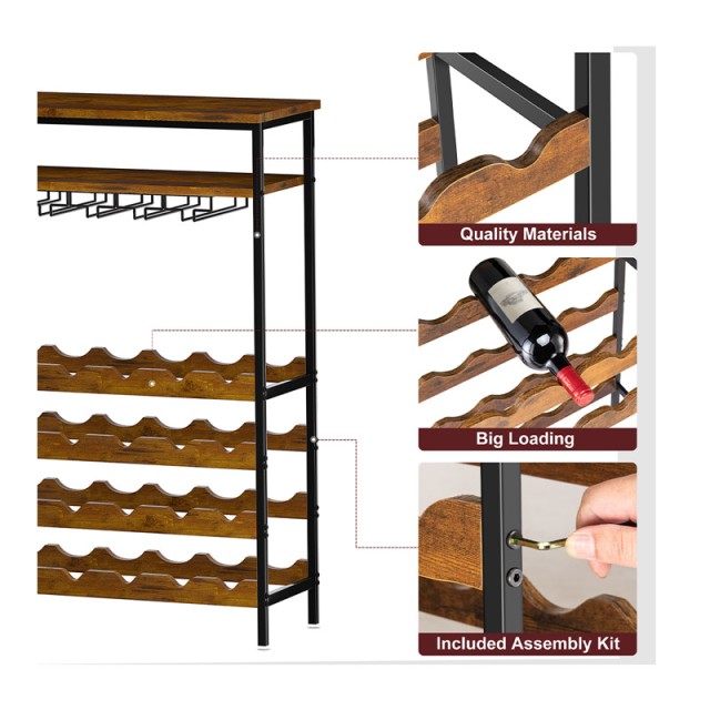 Μεταλλική Κάβα Κρασιών 24 Θέσεων με 2 Ράφια και 5 Ποτηροθήκες 66 x 30 x 100 cm Bakaji 02839791