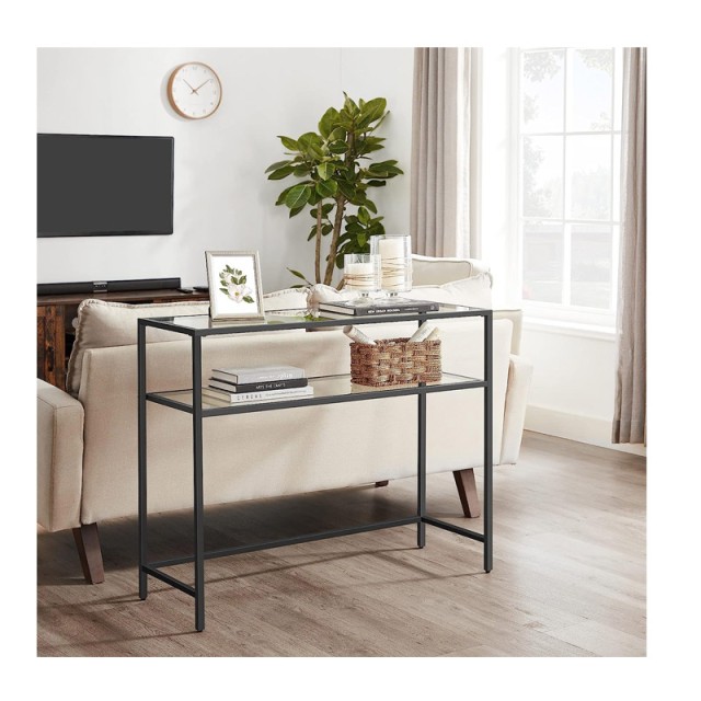 Μεταλλική Κονσόλα με 2 Γυάλινα Ράφια 100 x 35 x 80 cm VASAGLE LGT025B01