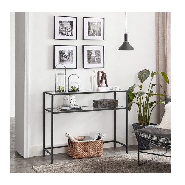 Μεταλλική Κονσόλα με 2 Γυάλινα Ράφια 100 x 35 x 80 cm VASAGLE LGT025B01