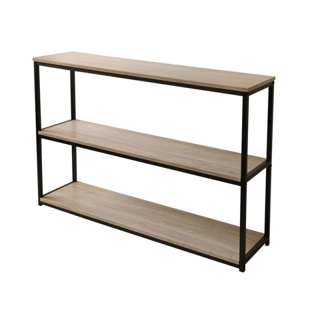 Μεταλλική Κονσόλα με 3 Ξύλινα Ράφια 120 x 30 x 80 cm Loft Urban Living 151045