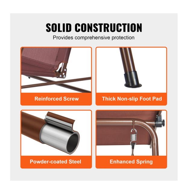 Μεταλλική Κούνια Εξωτερικού Χώρου 3 Θέσεων με Σκιάστρο 1740 x 1095 x 1550 mm VEVOR TJQQ68INX44IRJNFTV0