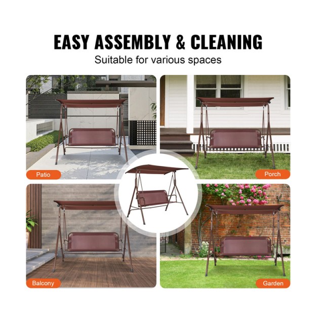 Μεταλλική Κούνια Εξωτερικού Χώρου 3 Θέσεων με Σκιάστρο 1740 x 1095 x 1550 mm VEVOR TJQQ68INX44IRJNFTV0