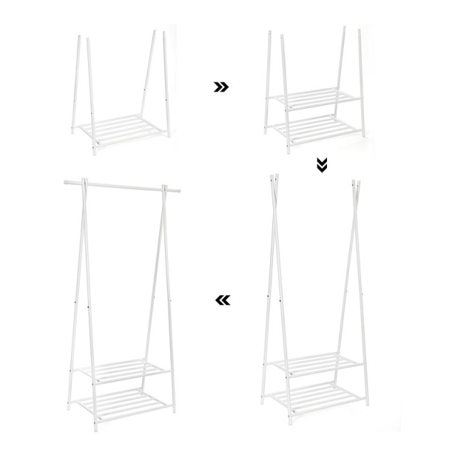 Μεταλλική Κρεμάστρα Ρούχων Δαπέδου 87.5 x 41 x 155 cm Χρώματος Λευκό Songmics HSR05W