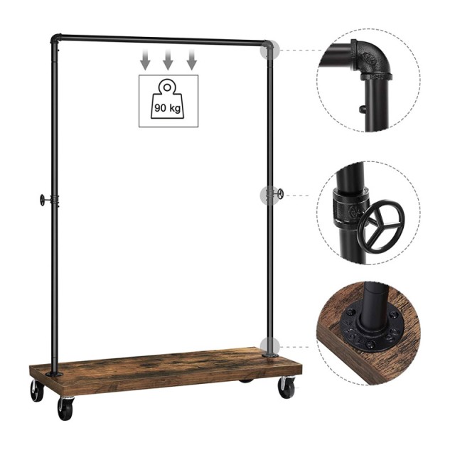 Μεταλλική Κρεμάστρα Ρούχων Δαπέδου 103.5 x 40 x 162 cm με Ρόδες Songmics HSR65BXV1