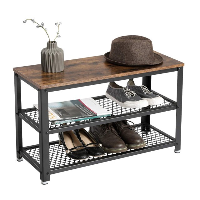 Μεταλλική Παπουτσοθήκη με 2 Ράφια και Πάγκο 73 x 30 x 45 cm VASAGLE LBS73X