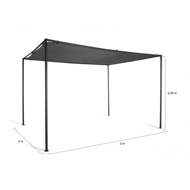 Μεταλλική Πέργκολα Κήπου με Υφασμάτινη Οροφή 3 x 3 x 2.2 m Χρώματος Γκρι Santa Cruz Inkazen 40031286