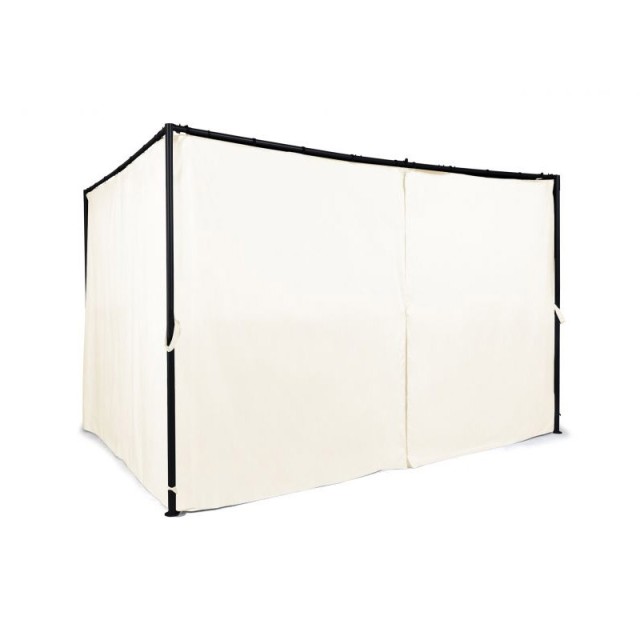 Μεταλλική Πέργκολα Κήπου με Υφασμάτινη Οροφή και Κουρτίνες 3 x 3 x 2.2 m Χρώματος Εκρού Santa Cruz Inkazen 40031294