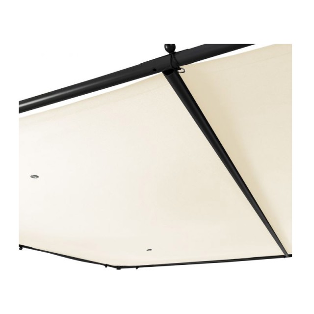 Μεταλλική Πέργκολα Κήπου με Υφασμάτινη Οροφή και Κουρτίνες 3 x 3 x 2.2 m Χρώματος Εκρού Santa Cruz Inkazen 40031294