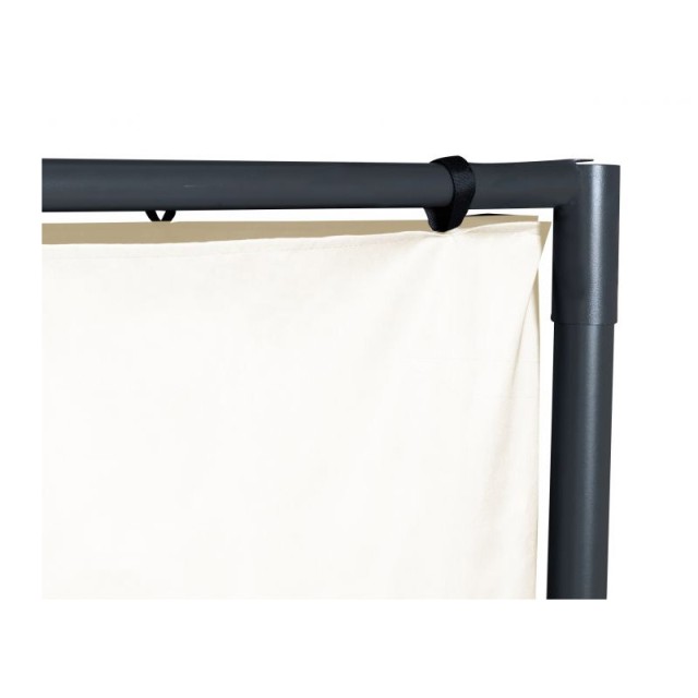 Μεταλλική Πέργκολα Κήπου με Υφασμάτινη Οροφή και Κουρτίνες 3 x 3 x 2.2 m Χρώματος Εκρού Santa Cruz Inkazen 40031294