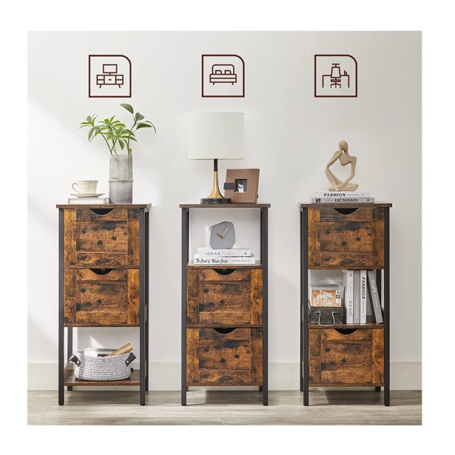 Μεταλλική Ραφιέρα Μπάνιου με 2 Ράφια και 2 Συρτάρια 37 x 30 x 80 cm VASAGLE BBK151B01