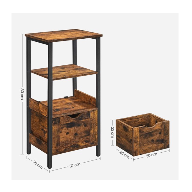 Μεταλλική Ραφιέρα Μπάνιου με 2 Ράφια και 2 Συρτάρια 37 x 30 x 80 cm VASAGLE BBK151B01