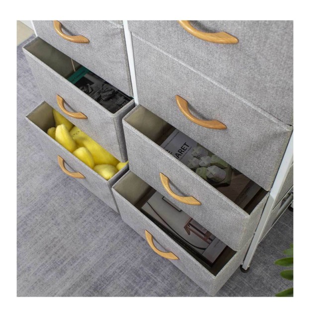 Μεταλλική Συρταριέρα με 8 Υφασμάτινα Συρτάρια 81 x 30 x 96 cm Χρώματος Γκρι Bakaji 02814762