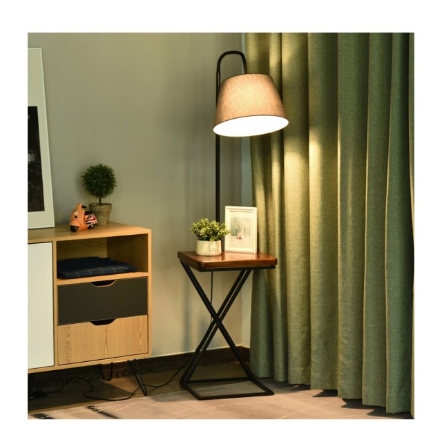 Μεταλλικό Φωτιστικό Δαπέδου με 1 Ξύλινο Ράφι 36 x 36 x 165 cm HOMCOM B31-176V01