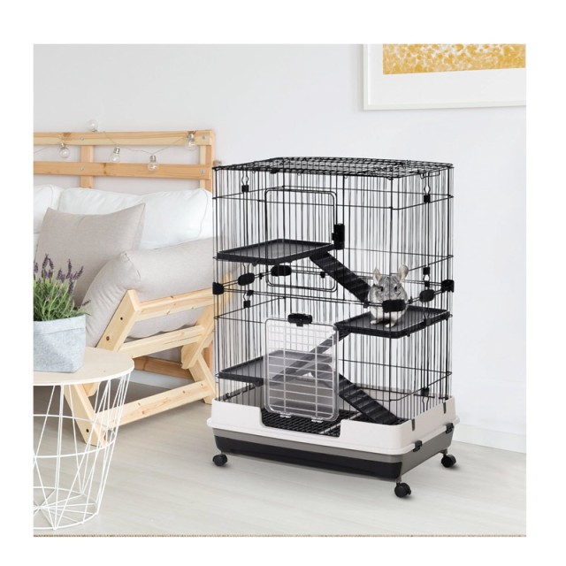 Μεταλλικό Κλουβί για Κατοικίδια με 3 Ορόφους 81.2 x 52.7 x 110 cm PawHut D51-095