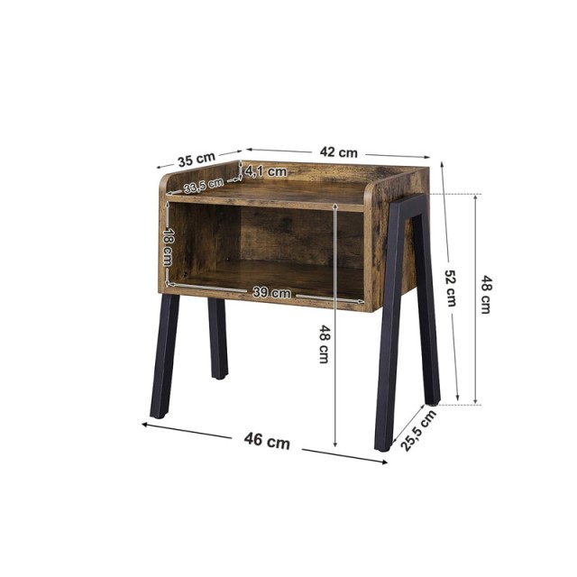 Μεταλλικό - Ξύλινο Vintage Κομοδίνο 42 x 52 x 35 cm VASAGLE LET54X