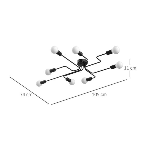 Μεταλλικό Φωτιστικό Οροφής Ε27 8 x 40 W HOMCOM B31-219