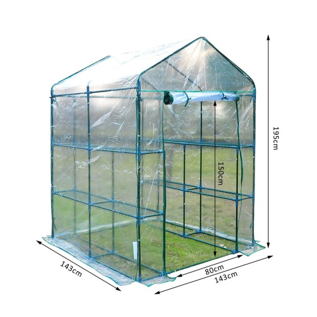 Μεταλλικό Θερμοκήπιο με 4 Ράφια 143 x 143 x 195 cm Outsunny 01-0472