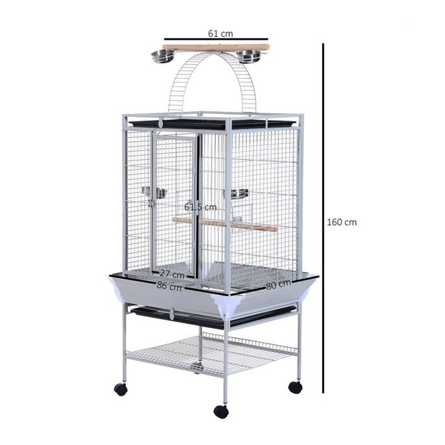 Μεταλλικό Τροχήλατο Κλουβί Πτηνών 86 x 80 x 160 cm PawHut D10-016