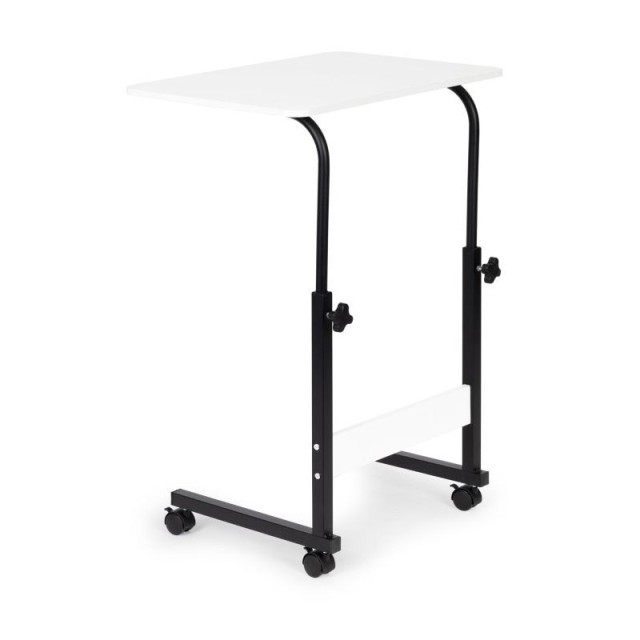 Μεταλλικό Τροχήλατο Τραπέζι για Laptop 39 x 43 x 62.5-83 cm Χρώματος Λευκό ModernHome PJJCT0135-60B-White