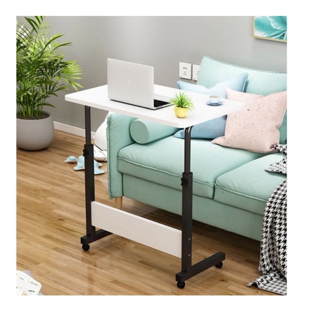 Μεταλλικό Τροχήλατο Τραπέζι για Laptop 39 x 43 x 62.5-83 cm Χρώματος Λευκό ModernHome PJJCT0135-60B-White