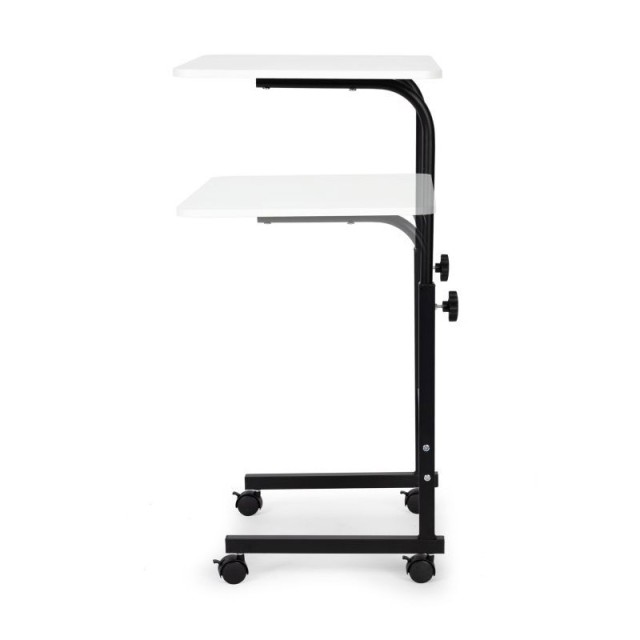 Μεταλλικό Τροχήλατο Τραπέζι για Laptop 39 x 43 x 62.5-83 cm Χρώματος Λευκό ModernHome PJJCT0135-60B-White