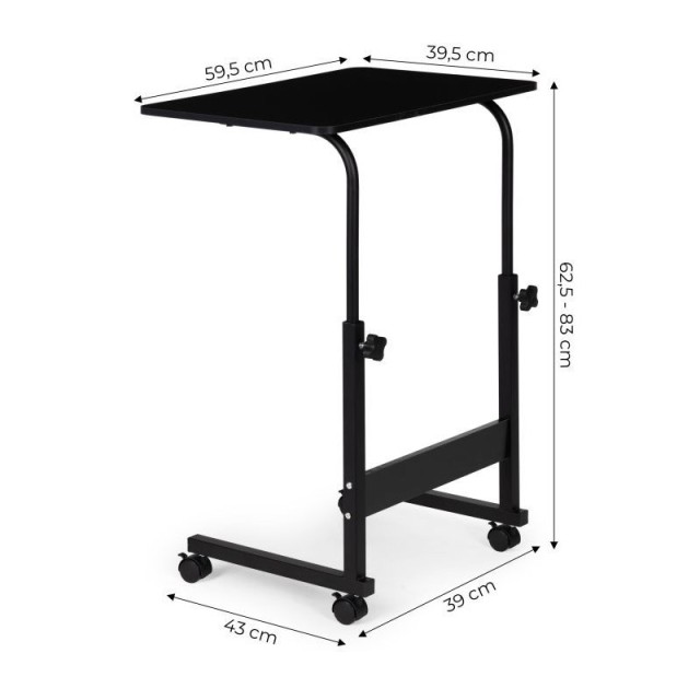Μεταλλικό Τροχήλατο Τραπέζι για Laptop 39 x 43 x 62.5-83 cm Χρώματος Μαύρο ModernHome PJJCT0135-60A-Black