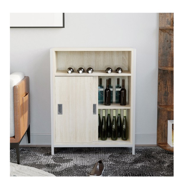 Μεταλλικό/Ξύλινο Έπιπλο με Ντουλάπι και Ράφι 64 x 30 x 81 cm Χρώματος Καφέ Ανοιχτό Bakaji 02839256