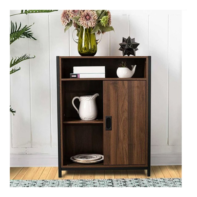 Μεταλλικό/Ξύλινο Έπιπλο με Ντουλάπι και Ράφι 64 x 30 x 81 cm Χρώματος Καφέ Bakaji 02834734