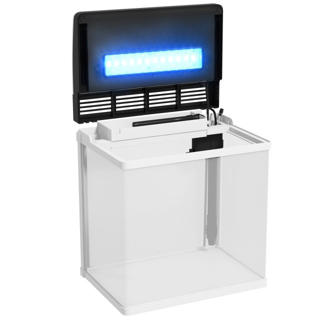 Ενυδρείο 13 lt με LED Φωτισμό & Φίλτρο Βροχής – Γυαλί HD & ABS 29 x 20 x 30,5 cm D61-004V90WT PawHut