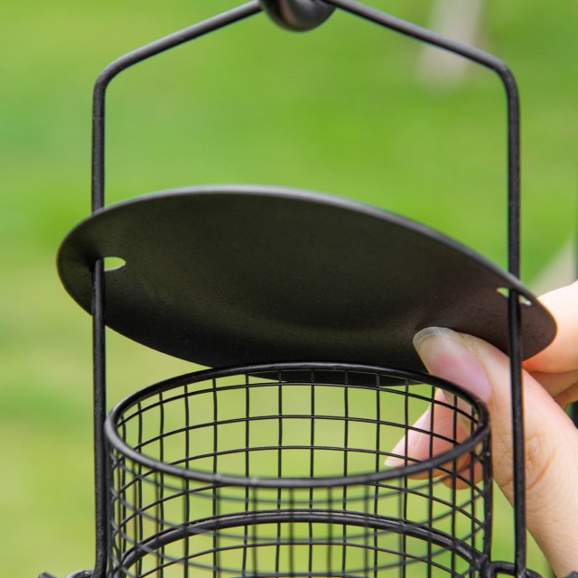 PawHut Bird Feeder με 6 γάντζους και 4 ατσάλινα δοχεία φαγητού, 58x58x226 cm D11-006BK
