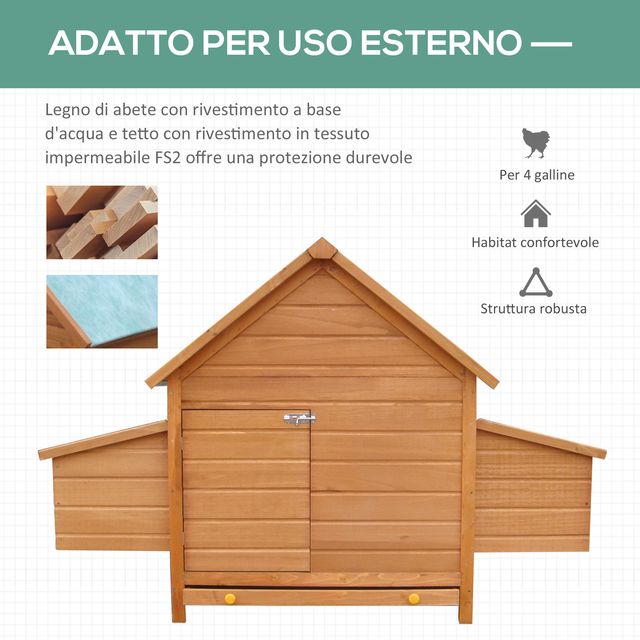 PawHut Garden Chicken Coop Κλουβί κοτόπουλου σε έλατο, ξύλο και πράσινο, 160x98,5x107 cm D51-014