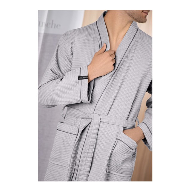 Μπουρνούζι Πικέ με Ζώνη και Τσέπες Basic Grey Guy Laroche 1131092121019