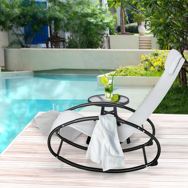 Outsunny Zero Gravity Garden Lounger, κουνιστή πολυθρόνα με μαξιλάρι και αναπνεύσιμο ύφασμα, 105x62x88cm, γκρι 84A-090GY