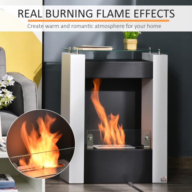 Τζάκι HOMCOM Bio Ethanol with 1,5L Tank Bio Fireplace Coverage 20m² - Λευκό/Μαύρο 820-212