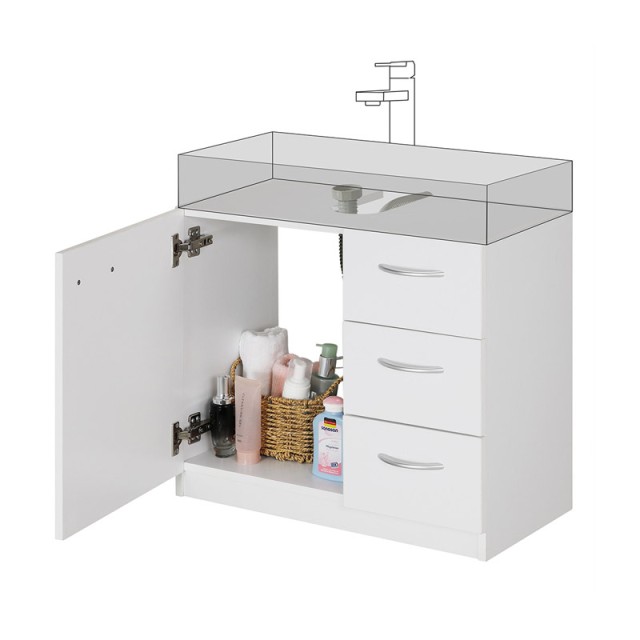 Ντουλάπι Νιπτήρα με 3 Συρτάρια 63 x 30 x 54 cm Bakaji 02814582