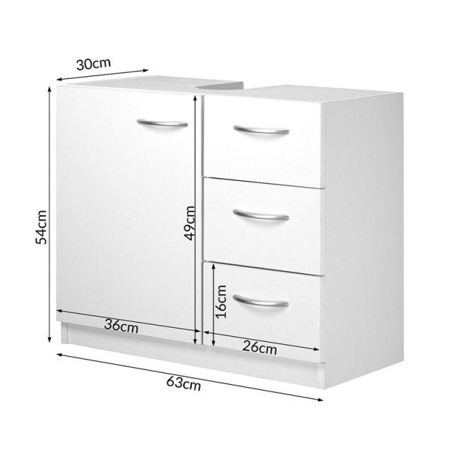 Ντουλάπι Νιπτήρα με 3 Συρτάρια 63 x 30 x 54 cm Bakaji 02814582