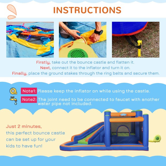 Outsunny Bouncy Castle για παιδιά 3-8 ετών με τσουλήθρα, τραμπολίνο και πισίνα, 380x340x170 cm 342-059V90