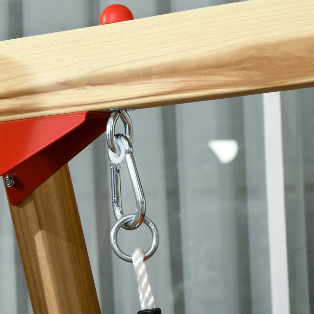 Outsunny Σετ με τσουλήθρα και κούνια κήπου για παιδιά ηλικίας 18-48 μηνών, σε ξύλο και πλαστικό, κόκκινο 344-070V00RD