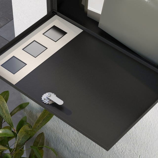 Μεταλλικό γραμματοκιβώτιο HOMCOM με 2 κλειδιά ασφαλείας, 3 παράθυρα και τρύπα αποστράγγισης, 36,5x11,5x29 cm, Μαύρο B80-015V00BK