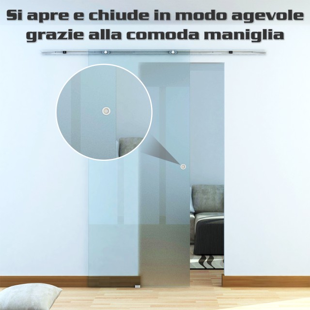 Συρόμενη πόρτα Homcom Frosted Glass με ράγα αλουμινίου, 90x205cm B70-008