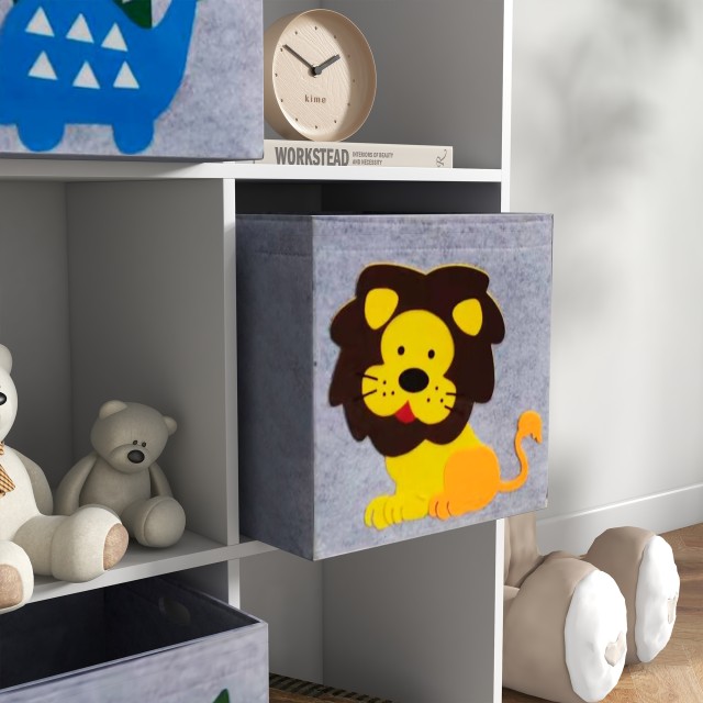 ZONEKIZ Ράφι παιχνιδιών για παιδιά 3+ ετών με 6 κύβους, σε MDF και μελαμίνη, 61,8x29,9x91,5 cm, Γκρι και Λευκό 311-064V80WT