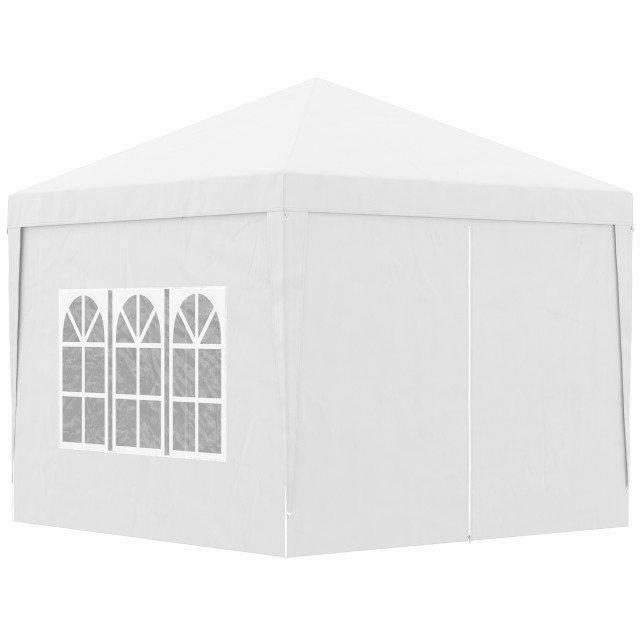 Outsunny Gazebo 3x3 m Αναδιπλούμενο και αδιάβροχο με πλαϊνά πάνελ, από ύφασμα χάλυβα και Oxford, λευκό 84C-430V00WT