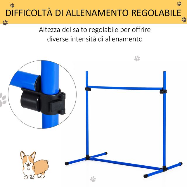 PawHut Σετ με 4 ρυθμιζόμενα εμπόδια ευκινησίας σκύλου για εκπαίδευση σκύλων με τσάντα μεταφοράς, 99x71x95cm D07-018BU