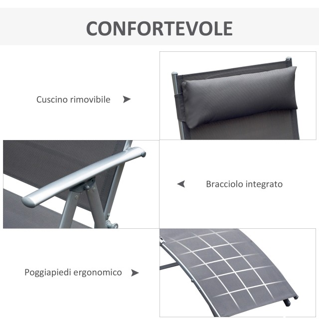 Outsunny αναδιπλούμενη ξαπλώστρα Relax με Cushion Garden Grey 84B-184GY