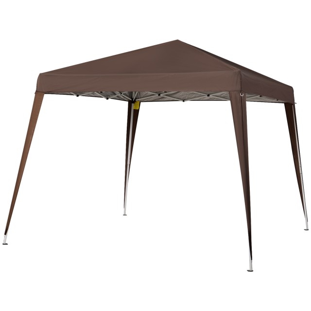 Outsunny Folding Garden Gazebo 2,4x2,4m με Χαλύβδινη Κατασκευή και Αντιανεμικά Σχοινιά, Καφέ 840-159CF