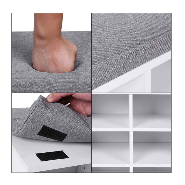 Πάγκος Αποθήκευσης Παπουτσιών με Μαξιλάρι και 10 Διαμερίσματα 104 x 30 x 48 cm Χρώματος Λευκό VASAGLE LHS10WT