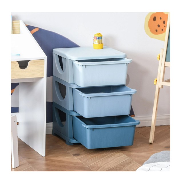 Παιδική Πλαστική Συρταριέρα με 3 Συρτάρια 37 x 37 x 56.5 cm HOMCOM 311-023BU