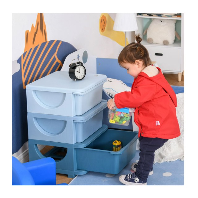Παιδική Πλαστική Συρταριέρα με 3 Συρτάρια 37 x 37 x 56.5 cm HOMCOM 311-023BU