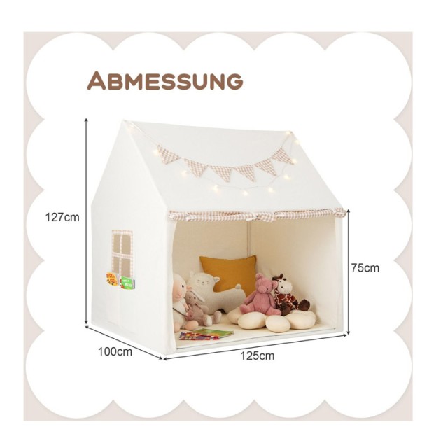 Παιδική Σκηνή Σπιτάκι με Χαλάκι και Γιρλάντα με Φώτα 125 x 100 x 127 cm Costway TP10170BE