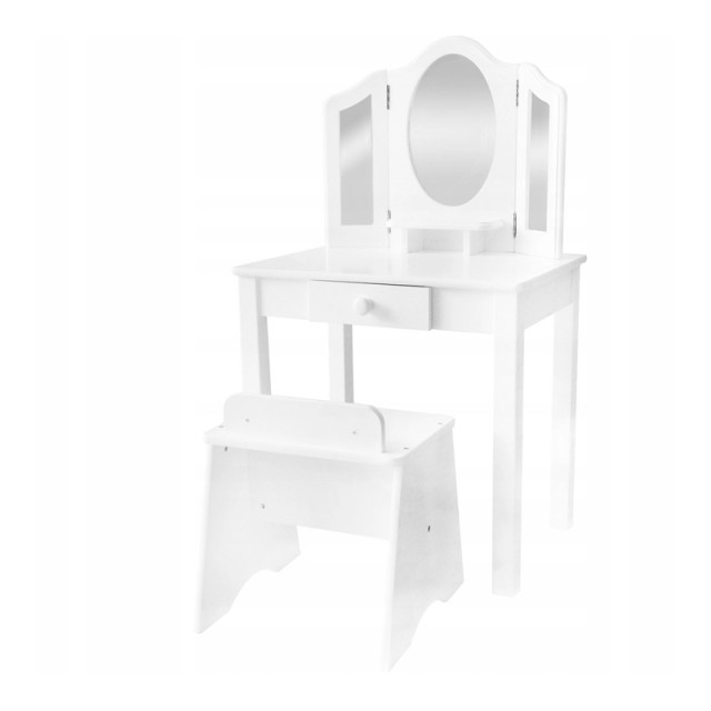 Παιδικό Ξύλινο Μπουντουάρ με Καθρέπτη και Σκαμπό 48 x 34.5 x 82 cm Kruzzel 11286